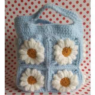 -Bajo pedido- Bolso tejido con margaritas 