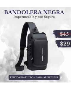 BOLSO PECHERO FASHION ULTRA IMPERMEABLE CON SEGURO (NEGRO)