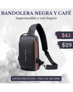 BOLSO PECHERO FASHION ULTRA IMPERMEABLE CON SEGURO (NEGRO Y CAFÉ)